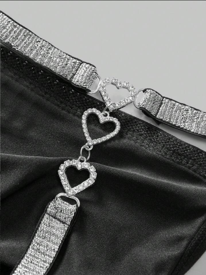 Men's Rhinestone Heart Chain Linked Sexy Thong Underwear